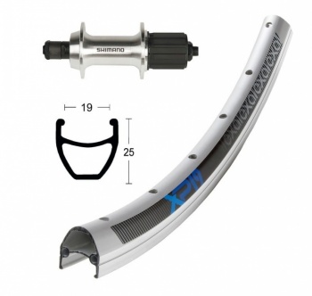 Zadné koleso 28" EXAL XP 19 / Shimano Tourney FH-TX500 (QR/Silver)